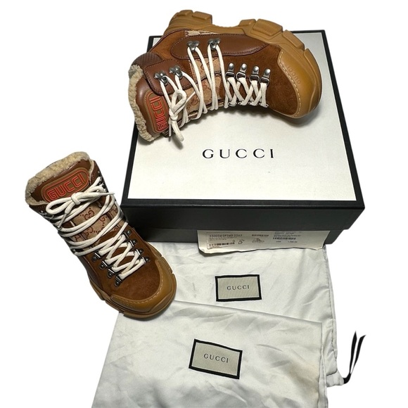 Gucci x Sega Flashtrek GG Shearling Monogram Sneaker Boots Size 37.5 | US 7.5 - Picture 1 of 16